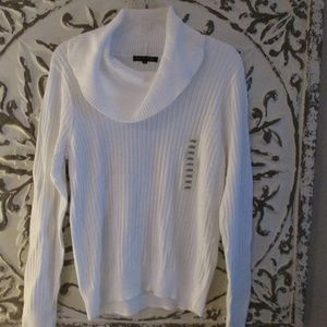 Jeanne Pierre White Cowl Neck Sweater, Size L